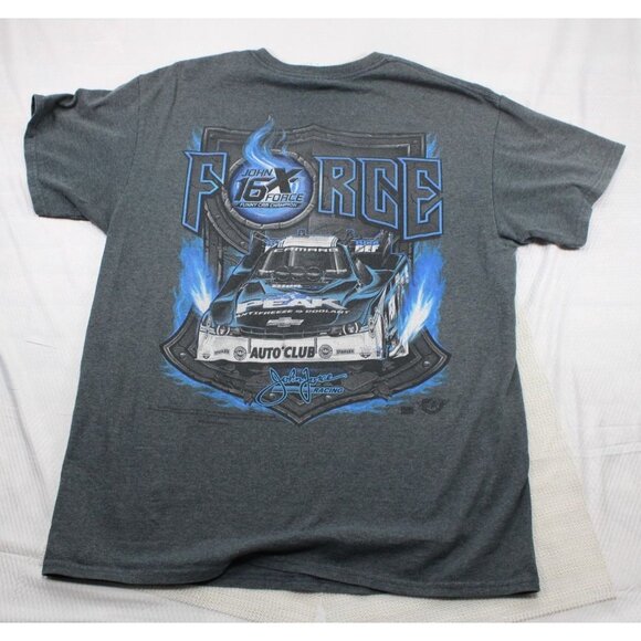 NHRA John Force 16X Funny Car Champion Large Gildan Ultra Cotton T-Shirt Gray - Picture 4 of 8